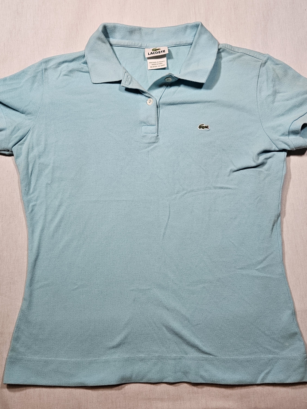 Lacoste Women's Light Blue Stretch Pique Polo Shirt Size 40 Medium F4811